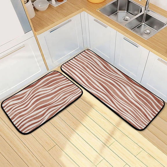 Kitchen Floor Mat 2 Sets Carpet Floor Mat Kitchen Mat Bathroom Mat Living Room Mat Bedroom Mat Absorbent Delicate Fabric No Ball Sand Dunes Earthy Stripes