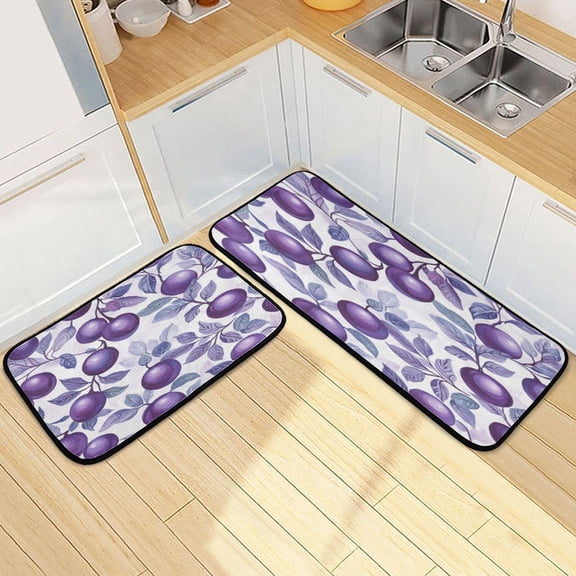 Kitchen Floor Mat 2 Sets Carpet Floor Mat Kitchen Mat Bathroom Mat Living Room Mat Bedroom Mat Absorbent Delicate Fabric No Ball Large Purple Plum