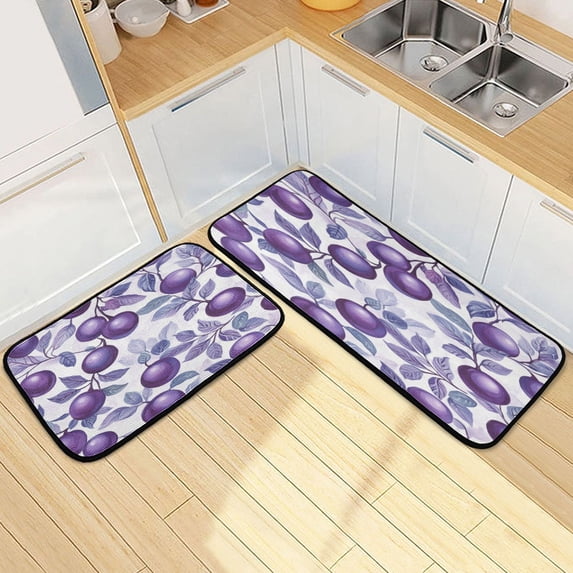 Kitchen Floor Mat 2 Sets Carpet Floor Mat Kitchen Mat Bathroom Mat Living Room Mat Bedroom Mat Absorbent Delicate Fabric No Ball Large Purple Plum