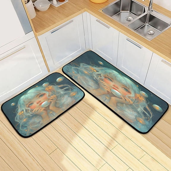 Kitchen Floor Mat 2 Sets Carpet Floor Mat Kitchen Mat Bathroom Mat Living Room Mat Bedroom Mat Absorbent Delicate Fabric No Ball Pearl Beauty