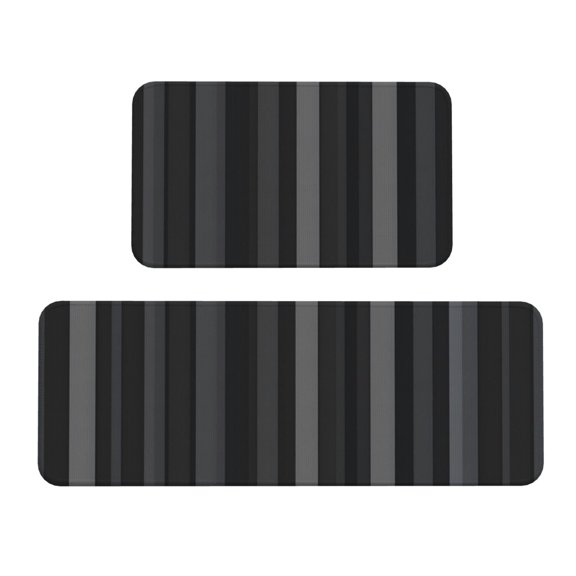Kitchen Floor Mat 2 Sets Crystal Velvet Non-Slip Backing Water-Absorbent Stain-Resistant For Kitchen Sink Door Laundry Room Pale Violet Grey Stripe_3