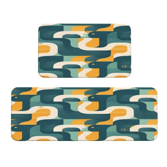 Kitchen Floor Mat 2 Sets Crystal Velvet Non-Slip Backing Water-Absorbent Stain-Resistant For Kitchen Sink Door Laundry Room Snake Print Style Slateblue_1