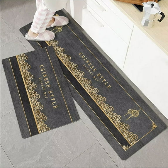 Kitchen Floor Mat Tableware Pattern Entrance Doormat Bathroom Door Floormat Parlor Anti-slip Antifouling Long Rug Kitchen Rugs Home Decor