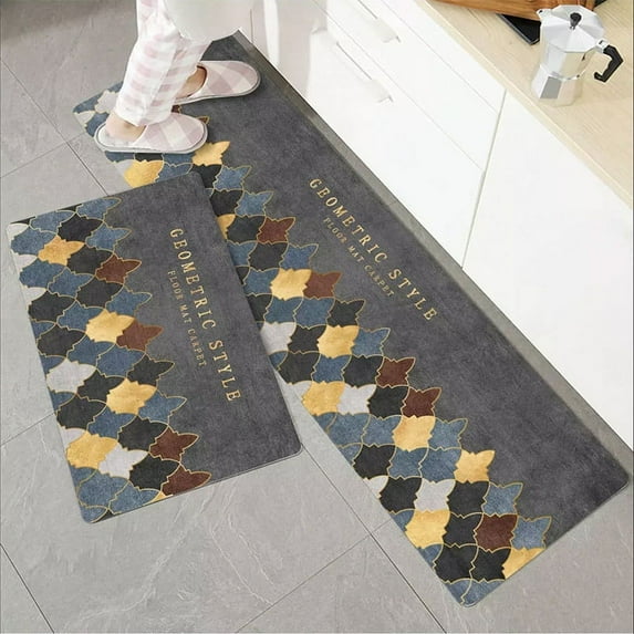 Kitchen Floor Mat Tableware Pattern Entrance Doormat Bathroom Door Floormat Parlor Anti-slip Antifouling Long Rug Kitchen Rugs Home Decor