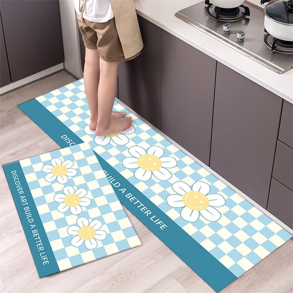 Kitchen Floor Mat Waterproof Oilproof Home Kitchen Carpet Long Strip Anti-slip Living Room Bedroom Mat Hallway Floormat Decor