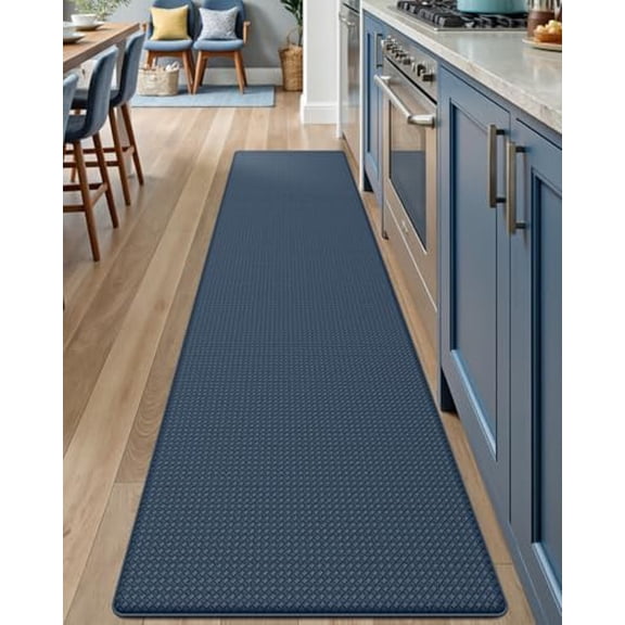 Kitchen Floor Mats Cushioned Anti Fatigue,17x79,Long Standing Runner Rug Waterproof, Comfort Memory Foam Padded for Front Sink Laundry, Navy