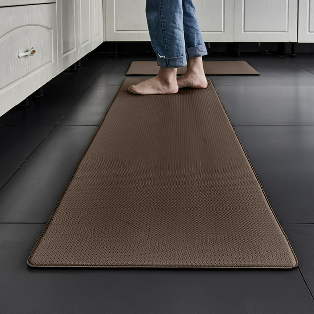 Kitchen Floor Mats Cushioned Anti Fatigue,45*120CM, Standing Runner Rug Waterproof, Comfort Memory Foam Padded for Front Sink Laundry, Brown
