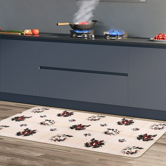 Kitchen Floor Mats, Polyester Non-Slip Kitchen Sink Rug, Floor Mat for Anti Fatigue Standing, Waterproof and Oil Resistant Carpet