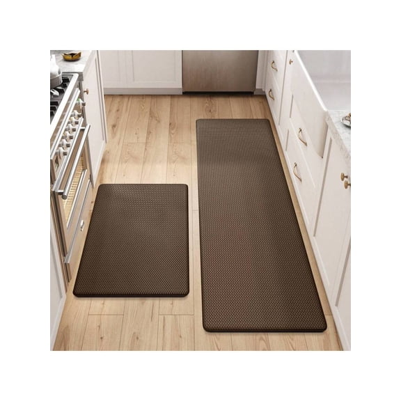 Kitchen Floor Mats Set Of 2 Cushioned Anti-Fatigue, Waterproof Memory Foam Runner Rug Non-Slip For Sink Front, Laundry, Standing Desk