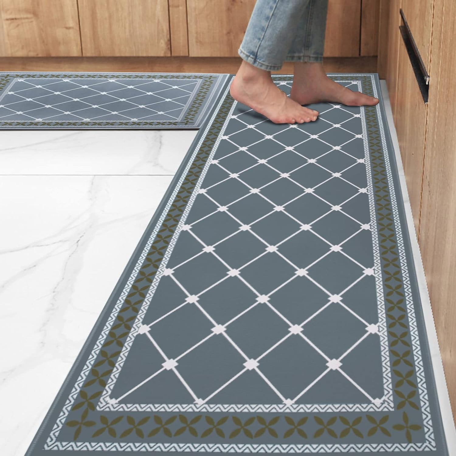 Kitchen Floor Mats Washable Rugs, Set of 2 Absorbent Kitchen Runner Non ...