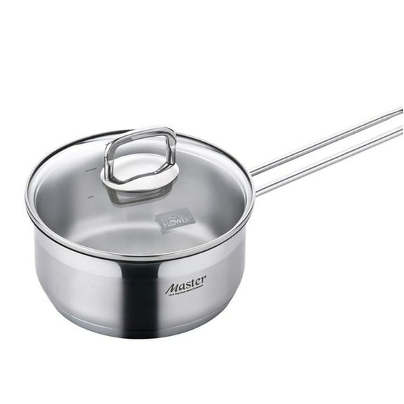 Kitchen Flower Master Stainless Steel Cookware, 3-Ply Impact Bonding Bottom Sauce Pot (16cm)