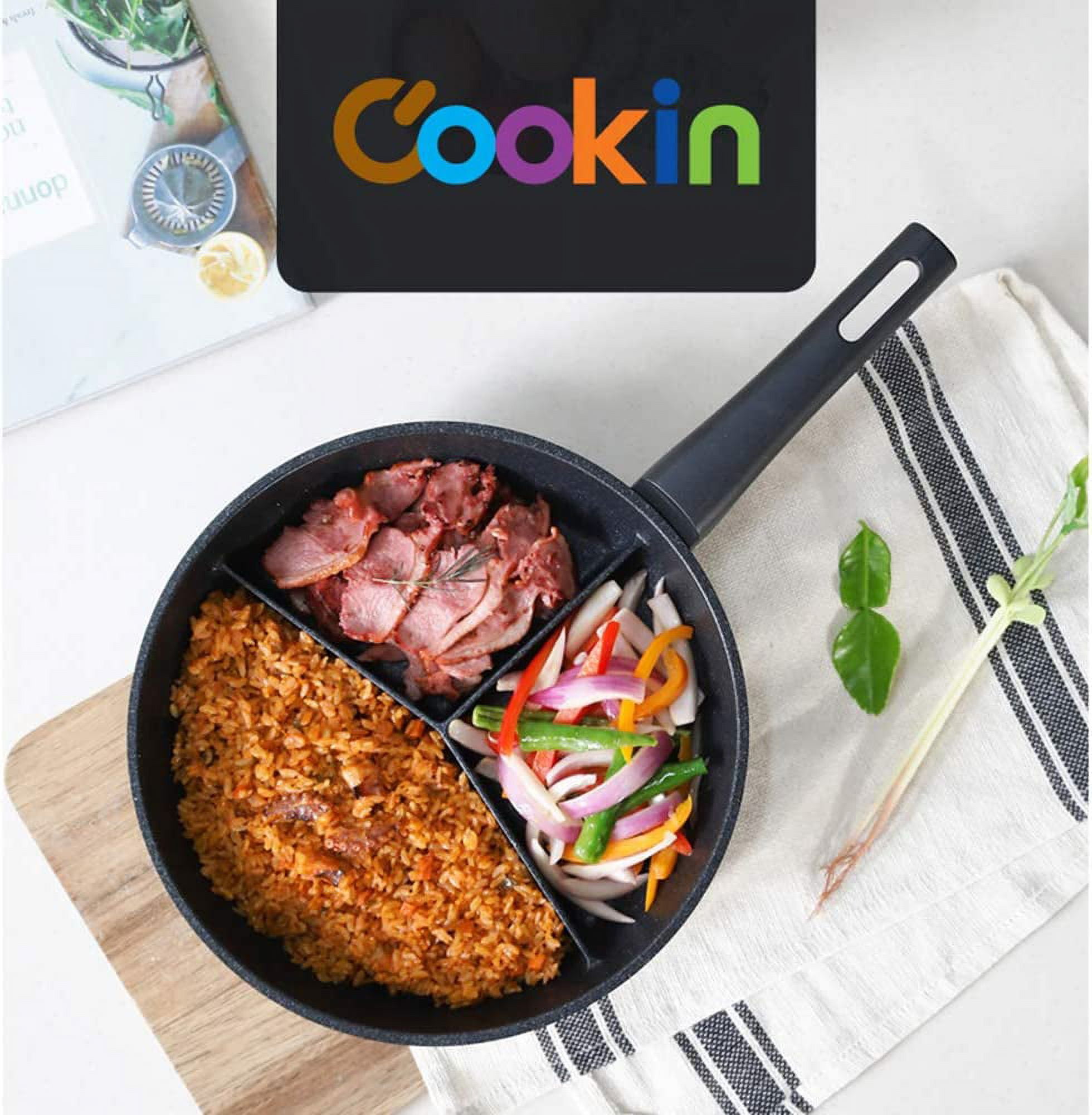 Kitchen Flower Multi 3 Divider Non Stick Frying Pan 28cm