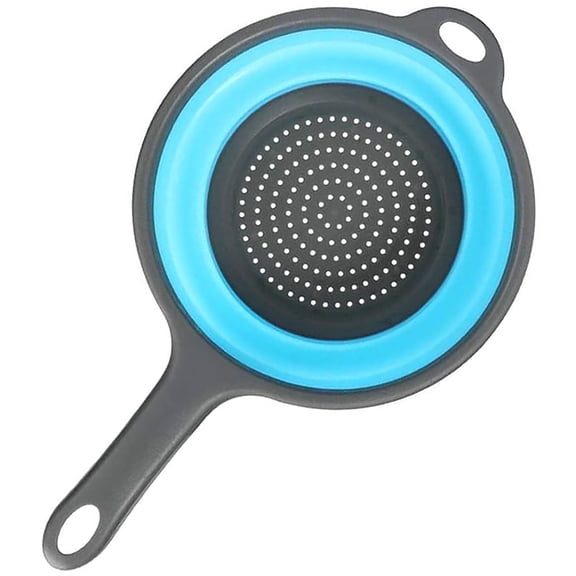 Kitchen Foldable Silicone Strainer Colanders, Collapsible Colanders with Handles,for Draining Pasta, Vegetable (Blue)