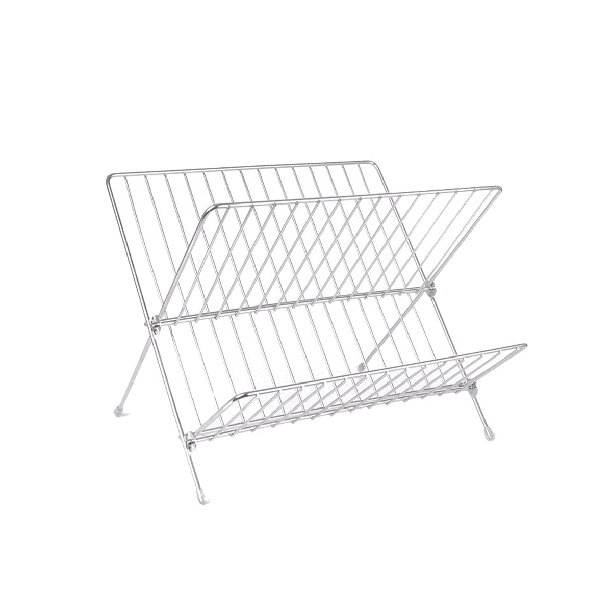 Kitchen Folding XShaped Drain Rack DoubleLayer Wrought Iron Bowl Rack Drying Bowl and Plate