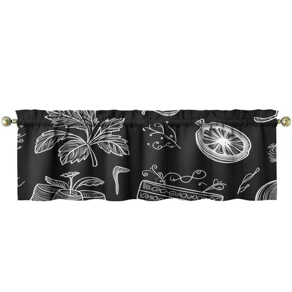 Kitchen Food Colorful Cooking Chef Kitchen Curtains 54x18 Inch Window Curtain over Sink Kitchen Curtains Set Small Short Tier for Bathroom Cafe Rod Pocket