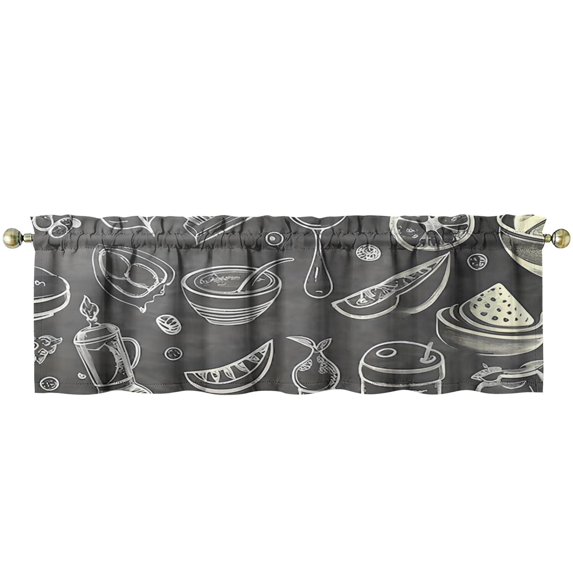 Kitchen Food Colorful Cooking Chef Kitchen Curtains 54x18 Inch Window Curtain over Sink Kitchen Curtains Set Small Short Tier for Bathroom Cafe Rod Pocket