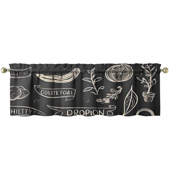 Kitchen Food Colorful Cooking Chef Kitchen Curtains 54x18 Inch Window Curtain over Sink Kitchen Curtains Set Small Short Tier for Bathroom Cafe Rod Pocket