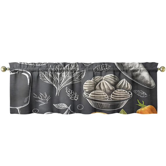 Kitchen Food Colorful Cooking Chef Kitchen Curtains 54x18 Inch Window Curtain over Sink Kitchen Curtains Set Small Short Tier for Bathroom Cafe Rod Pocket