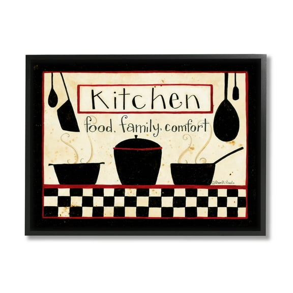 Kitchen Food Family Comfort Patterned Food & Beverage Graphic Art Black Framed Art Print Wall Art