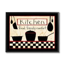 Kitchen Food Family Comfort Patterned Food & Beverage Graphic Art Black Framed Art Print Wall Art