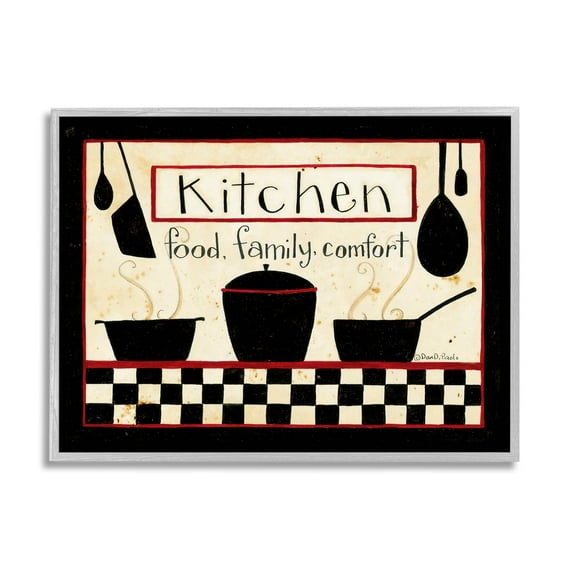 Kitchen Food Family Comfort Patterned Food & Beverage Graphic Art Gray Framed Art Print Wall Art