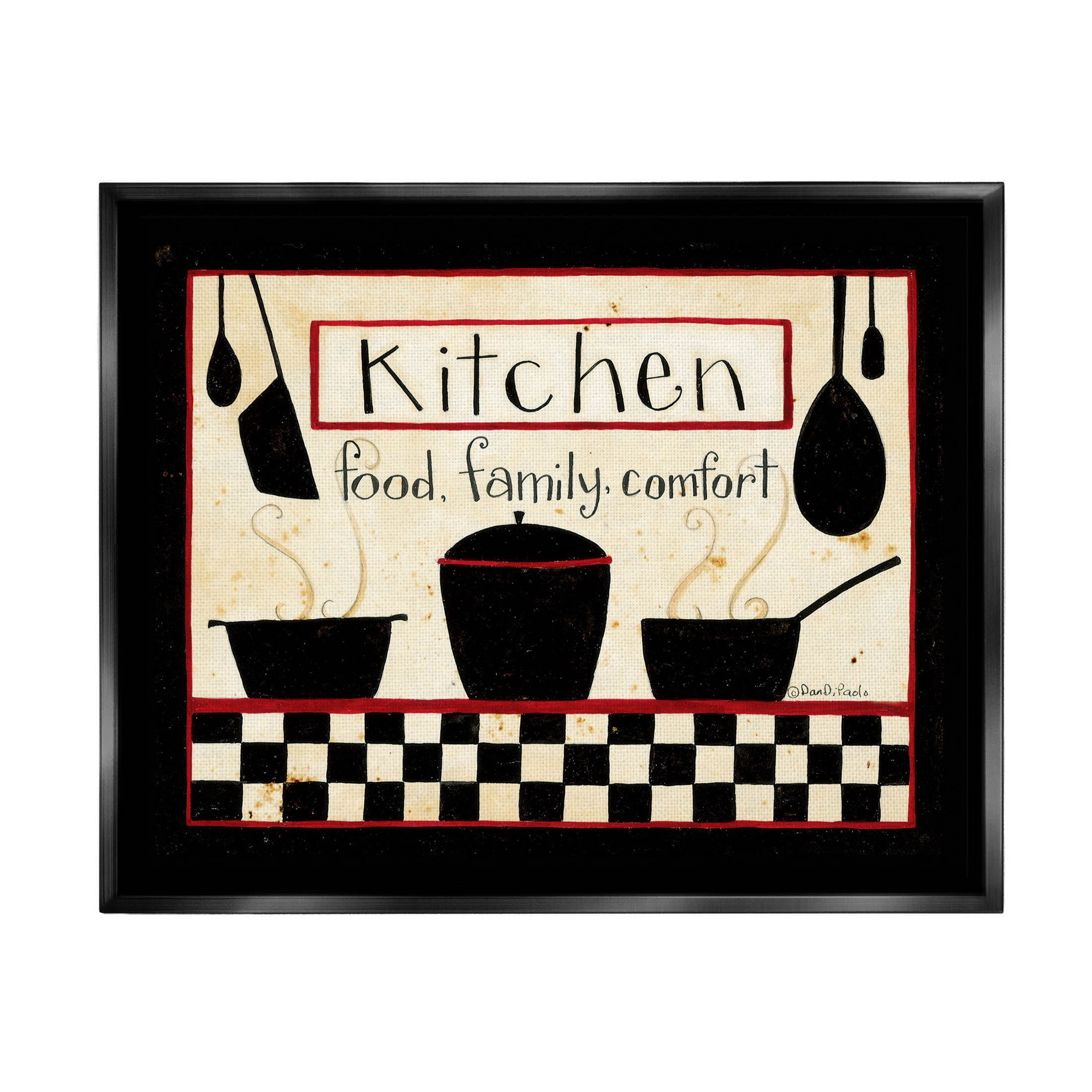 Kitchen Food Family Comfort Patterned Food & Beverage Graphic Art Jet Black Framed Art Print Wall Art