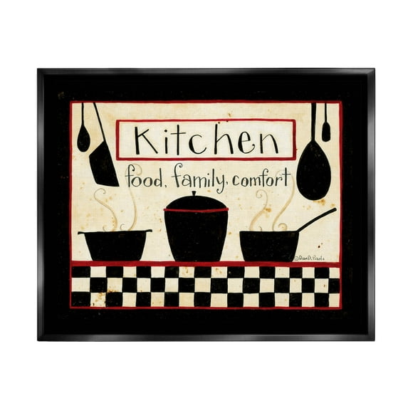 Kitchen Food Family Comfort Patterned Food & Beverage Graphic Art Jet Black Framed Art Print Wall Art