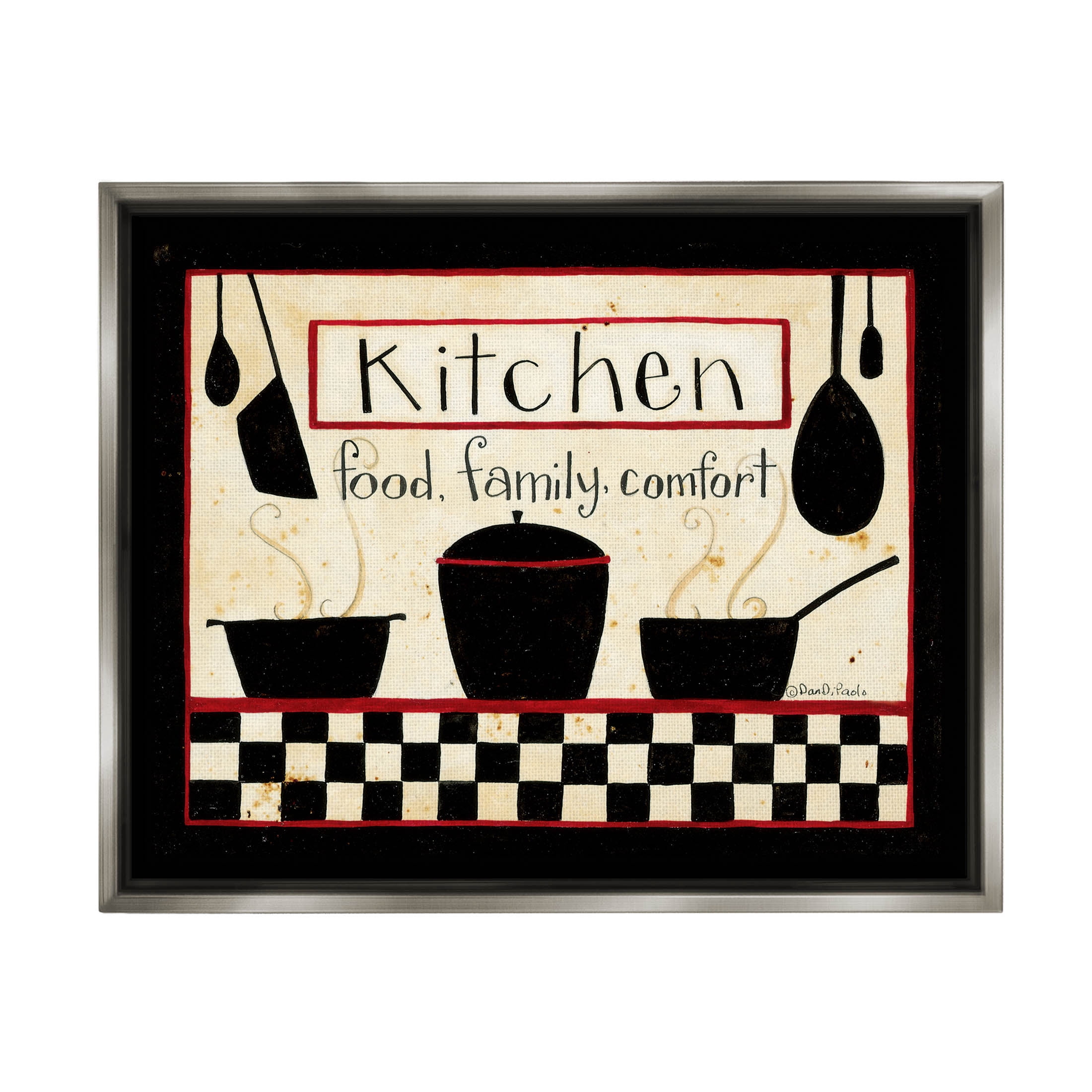 Kitchen Food Family Comfort Patterned Food & Beverage Graphic Art Luster Gray Framed Art Print Wall Art