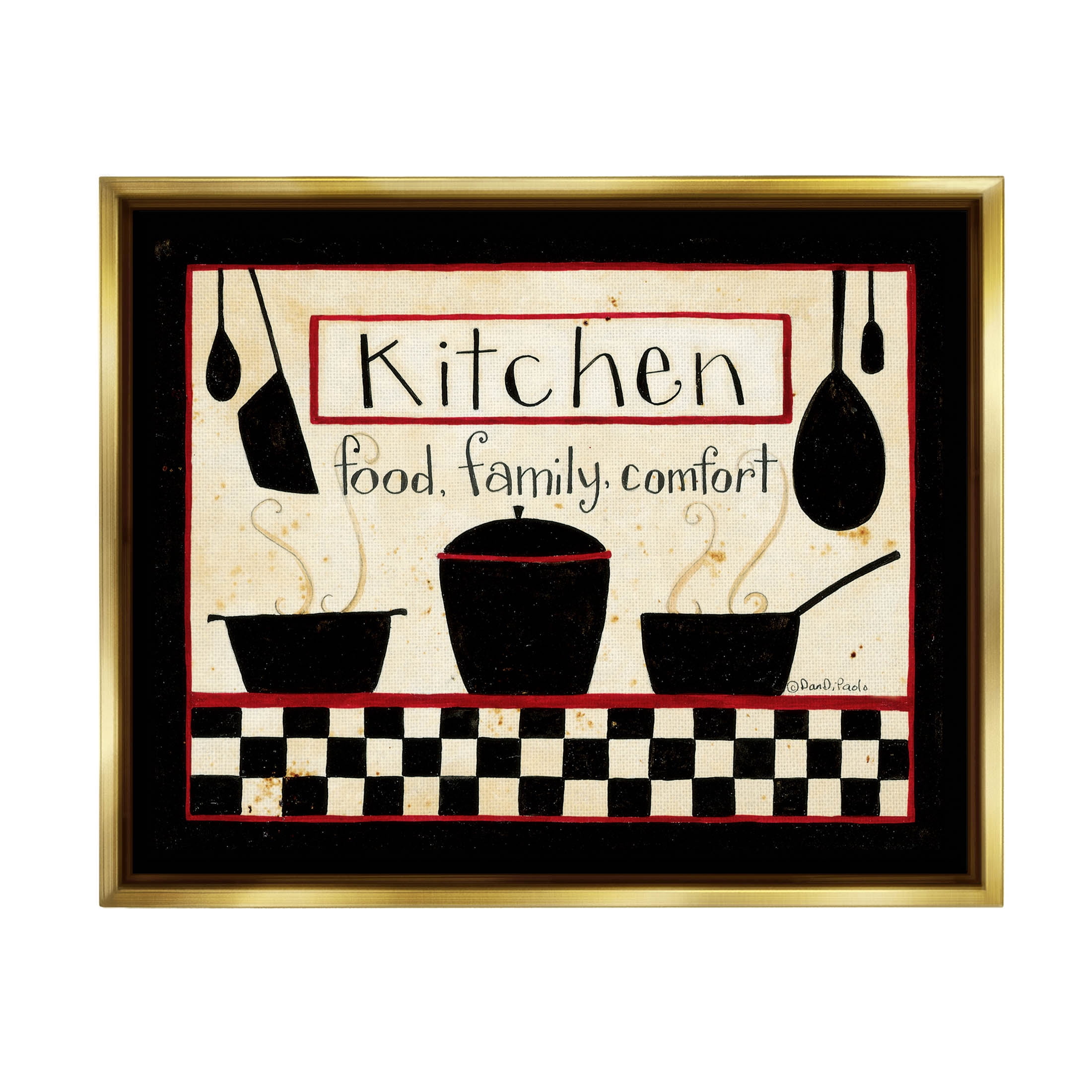 Kitchen Food Family Comfort Patterned Food & Beverage Graphic Art Metallic Gold Framed Art Print Wall Art