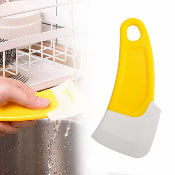 Kitchen Food Grade Silicone Spatula, Yellow 1-Piece, 2024 New Reusable Pot Cleaning Scraper for Non-Scratch Use