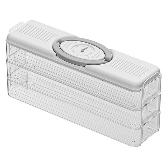 Kitchen Food Organizer 11x3x5 Inch Three Layer Refrigerator Storage Box for Dumplings Eggs with Side Door Access Freezer Container