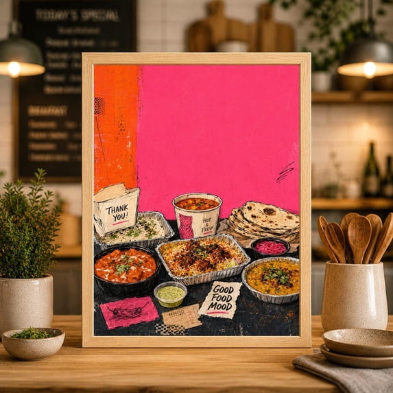 Kitchen Food Still Life Contemporary Takeaway Illustration Poster ...