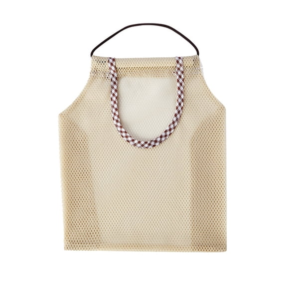 Kitchen Food Storage Containers, Household Fruit And Vegetable Mesh Bag Foldable Tote Shopping Bag Durable Reusable Tote Bag Recycling Storage Tote Bag With Side Pockets, 1Pc(Beige,11.4x10")