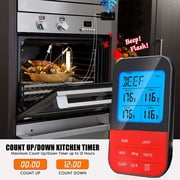 Vanelc Digital Remote Wireless Electronic Meat Thermometer for Bbq Steak Kitchen with Dual Meat Probe, Black