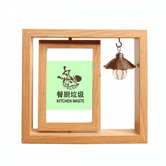 Kitchen Food Waste Residue Sign Wooden Rotating Picture Photo Frame 4x6