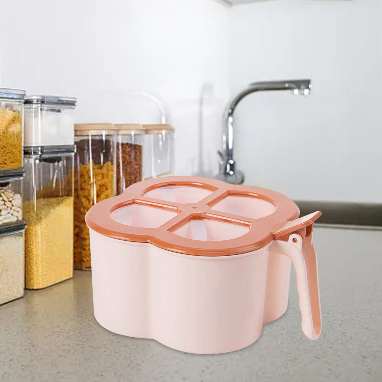 Kitchen Four Grid Seasoning Box With Lid Sealed Seasoning Jar Jar
