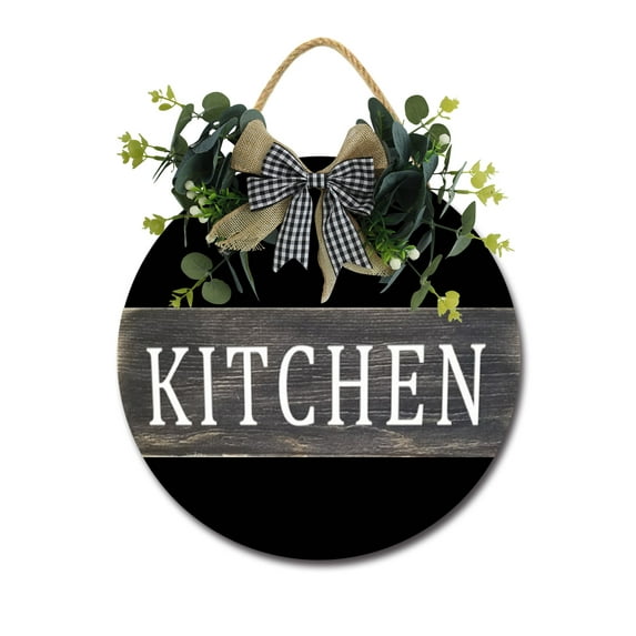 Kitchen Front Door,Horizontal Round Door Wreaths,Housewarming Gift Farmhouse Wood Door Hanger for Home Decor Indoor and Outdoor, Classroom, Yard, Porch Décor