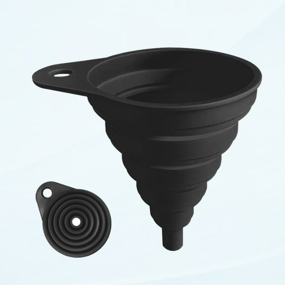 Kitchen Funnel Collapsible Kitchen Funnel Made of Food Grade Silicone (Black)