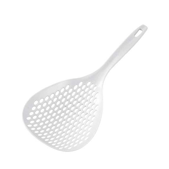 Kitchen Funnel, Ongmies Strainer Scoop Colander Slotted Pasta Spoon Plastic Spoon with Handle Food Drain Shovel for Kitchen Cooking White and Orange, Funnel, Large Colander*1