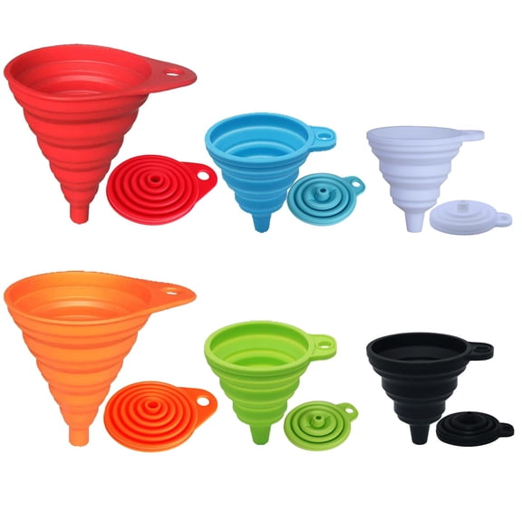 Kitchen Funnel Set 4 Pack, Kitchen Gadgets Accessories Foldable Silicone Collapsible Funnels for Filling Water Bottle Liquid Transfer Food Grade