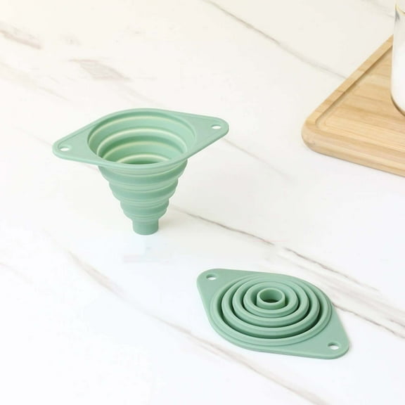 Kitchen Funnel, Silicone Funnel, Folding Design, for Filling Bottles and Transferring Liquids, Small Green Funnel, by FAJHHA