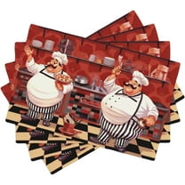 Kitchen Funny Chef Table Placemats Set of 4 Kitchen Cook Theme Indoor Outdoor Table Placemat for Holiday Banquet Kitchen Table Decor