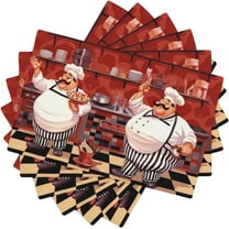 Kitchen Funny Chef Table Placemats Set of 6 Kitchen Cook Theme Indoor Outdoor Table Placemat for Holiday Banquet Kitchen Table Decor