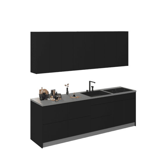 Kitchen Fusion Collection Black Color Base Size 8.5Ft Wide
