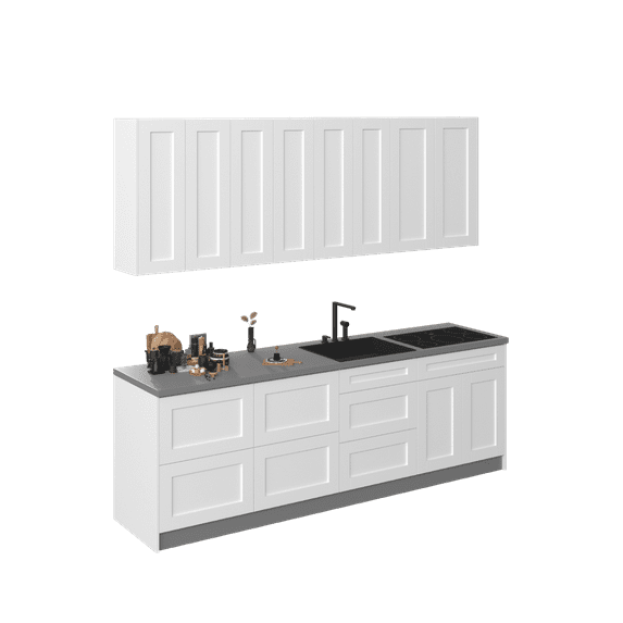 Kitchen Fusion Collection White Matte Color Base Size 8.5Ft Wide