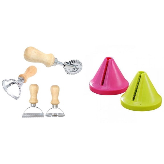 Kitchen Gadget Funnel Vegetable Radish Cutter Shred with 4Pcs Italian Ravioli Cutter Set Pasta Attachment Kit