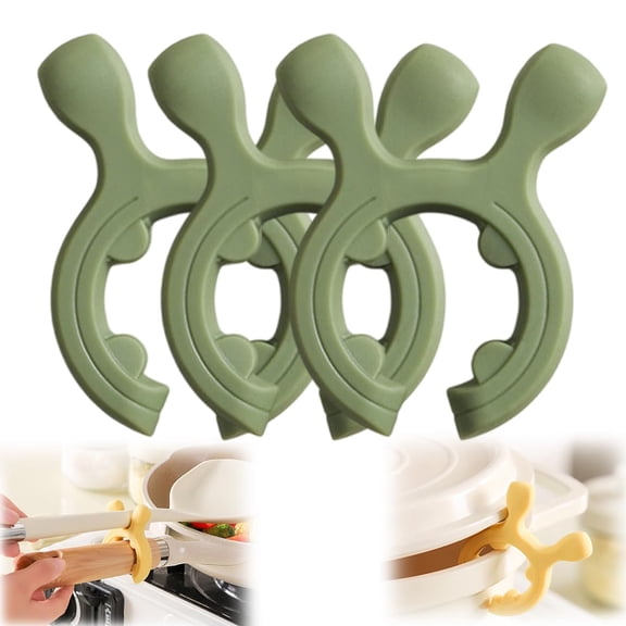 Kitchen Gadget Multi-functional Silicone Spatula Rest | Prevents spills and burns, one clip does it all | Spoon storage and non-slip holder (Green, 3-pack)