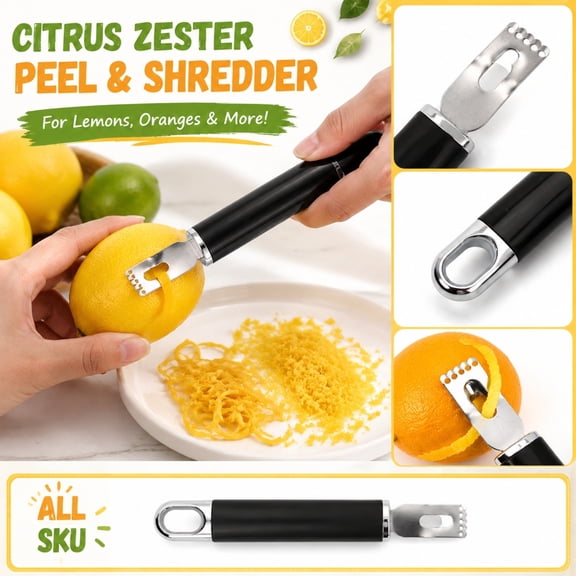Kitchen Gadget, Zester Grater, Lemon Zester, Citrus Tool, 7 Inch Stainless Steel Prep Tool with Integrated Hanging Hook, Durable Ergonomic Handle, Multi-Functional Design to Zest