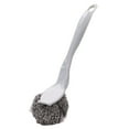 thumbnail image 1 of Tahtuvzn Kitchen Gadgets Clearance! Stainless Steel Sponges Pot Brush Long Handle Cleaning Brush Scrubbers Kitchen Cleaning Tool,Gray,9.84x2.75 Inch, 1 of 6