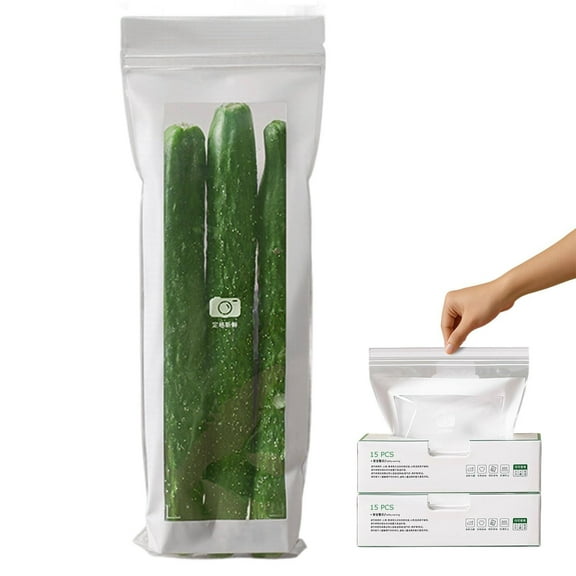 Kitchen Gadgets Kitchen organization and storage 13" Long Freezer Bags Double Seal Reusable Produce Bag Easy Open Resealable Plastic Bags For Carrot Spaghetti And Asparagus Storage (30 Count)